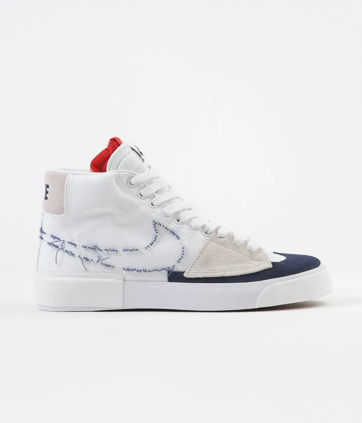 Nike SB Blazer Mid Edge Shoes - White / Midnight Navy - University Red