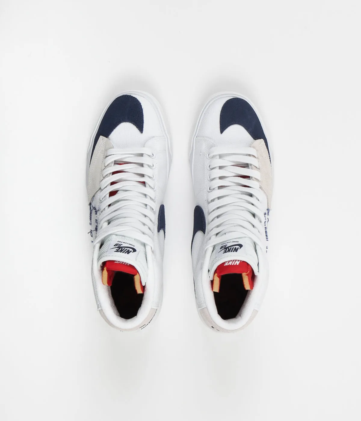 Nike SB Blazer Mid Edge Shoes - White / Midnight Navy - University Red