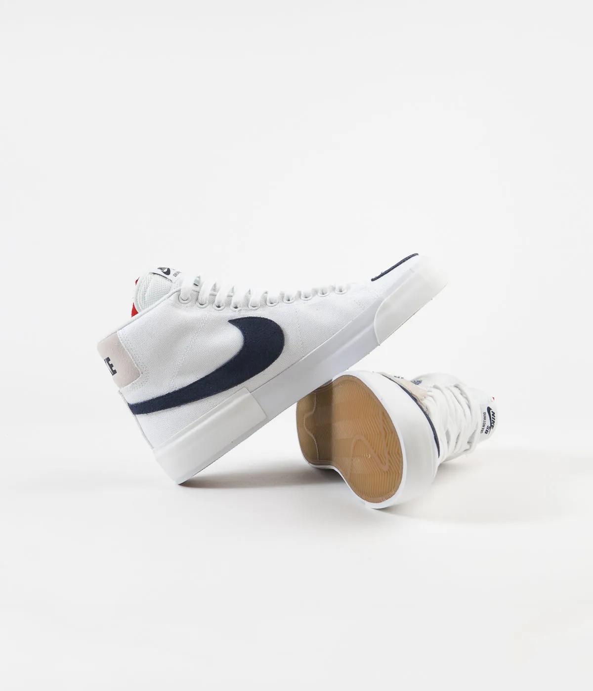 Nike SB Blazer Mid Edge Shoes - White / Midnight Navy - University Red