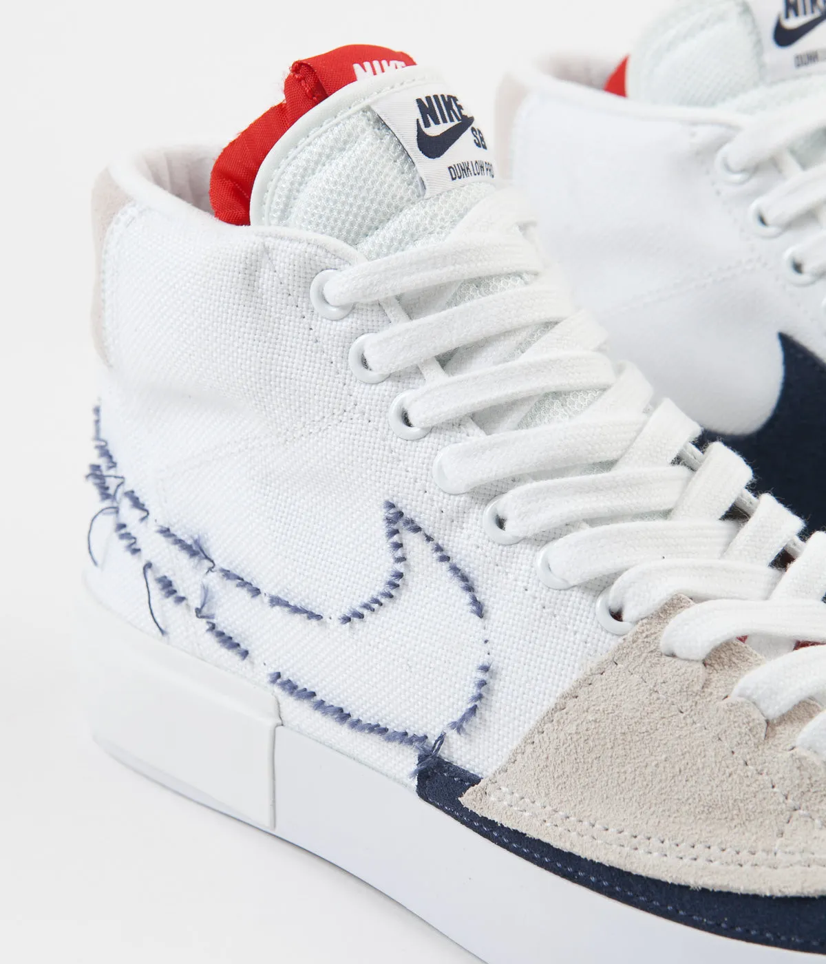 Nike SB Blazer Mid Edge Shoes - White / Midnight Navy - University Red