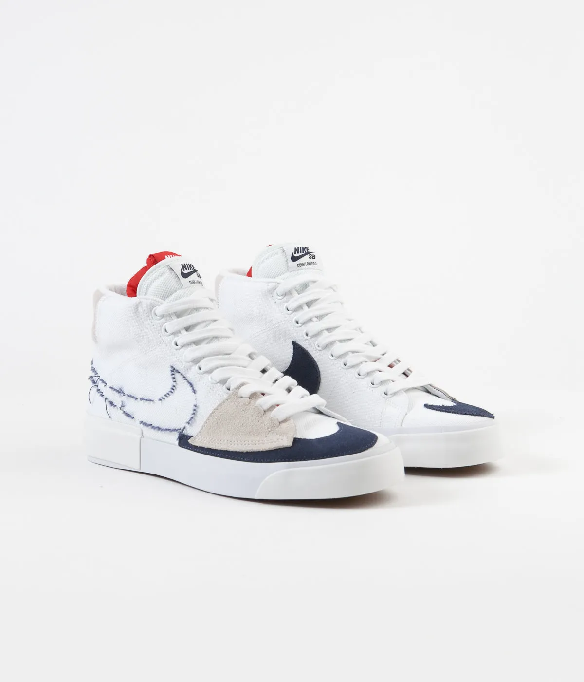 Nike SB Blazer Mid Edge Shoes - White / Midnight Navy - University Red