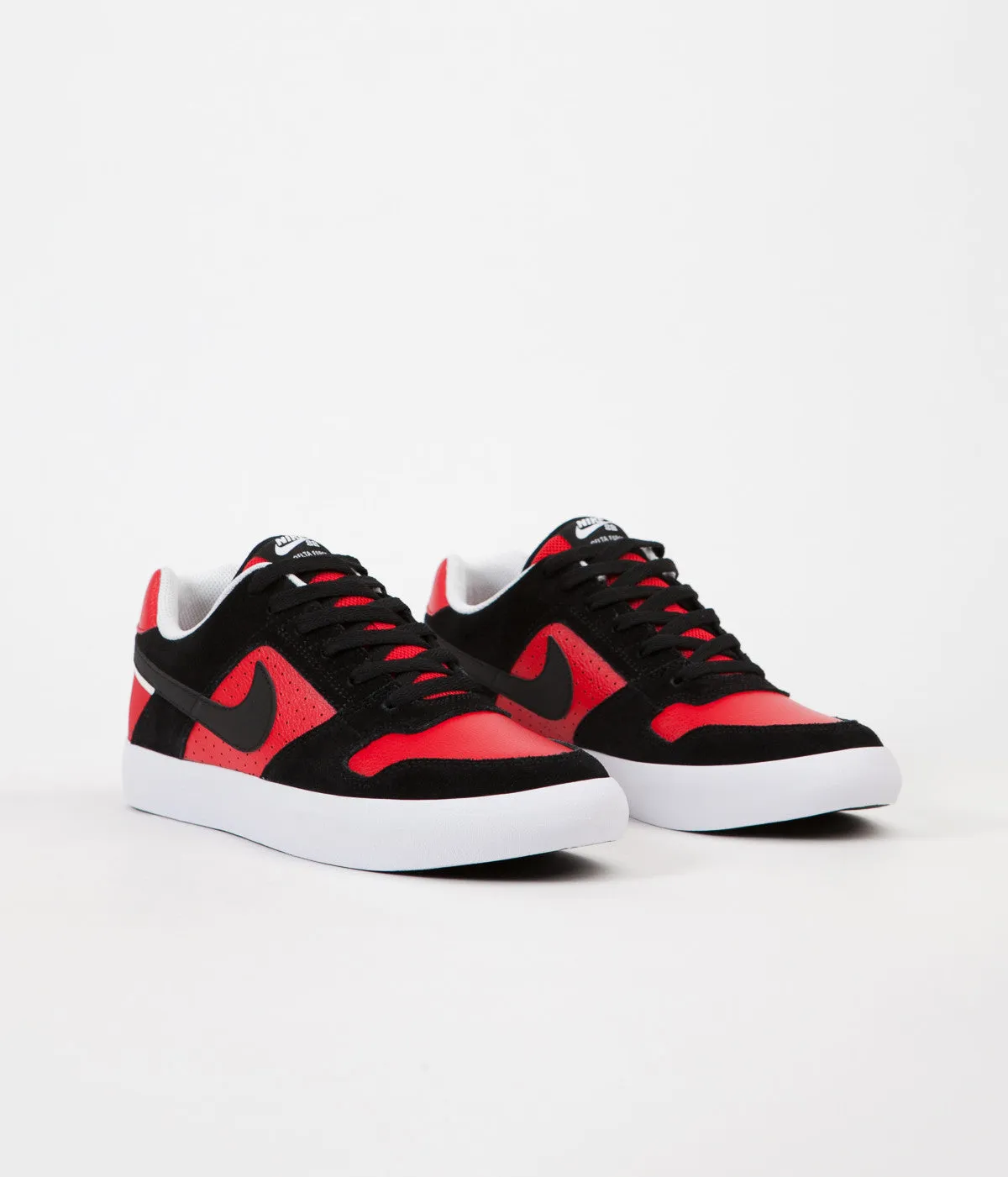 Nike SB Delta Force Vulc Shoes - Black / Black - University Red - White