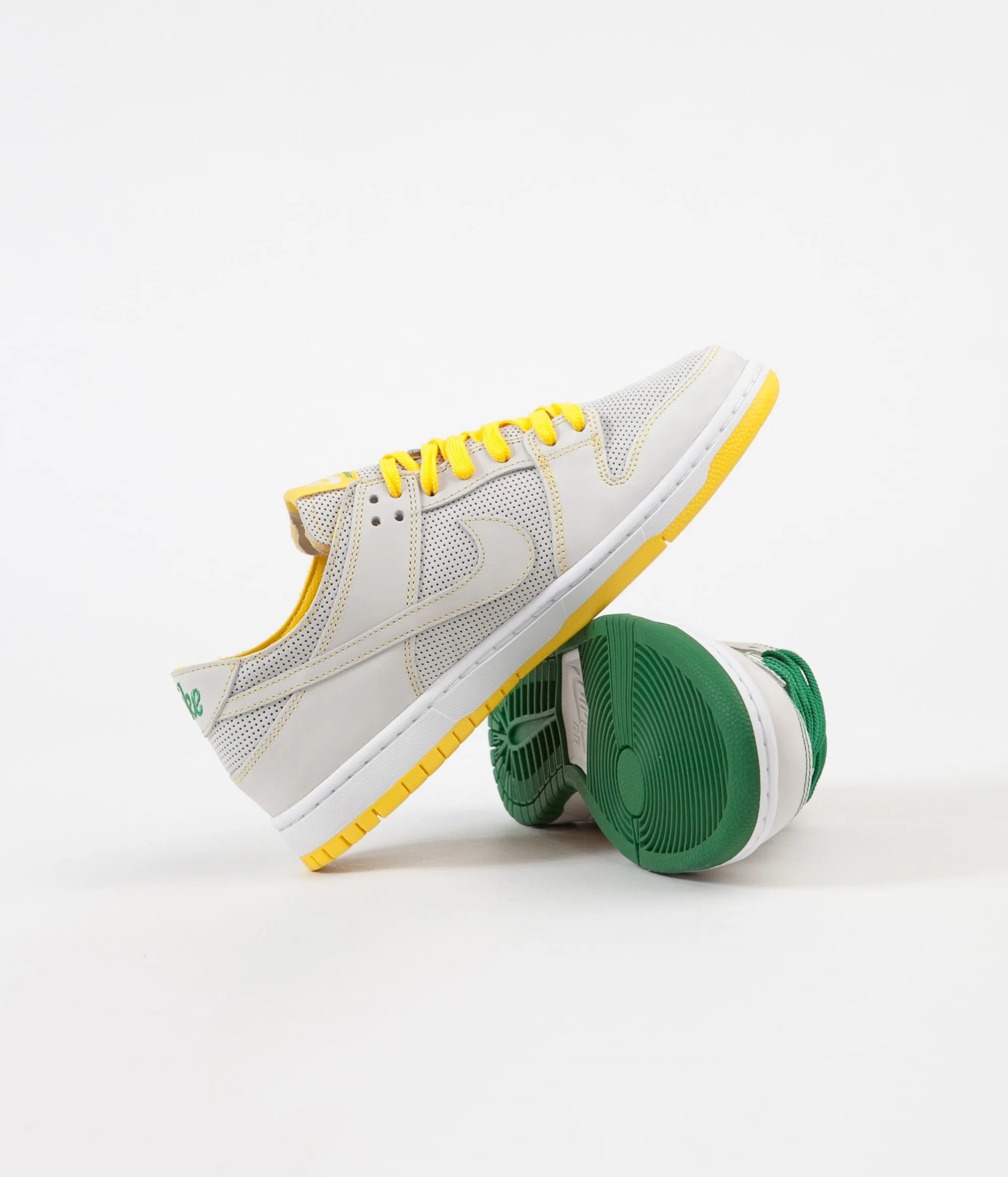 Nike SB Dunk Low Pro Ishod Deconstructed Shoes - White / White - Aloe Verde - Tour Yellow