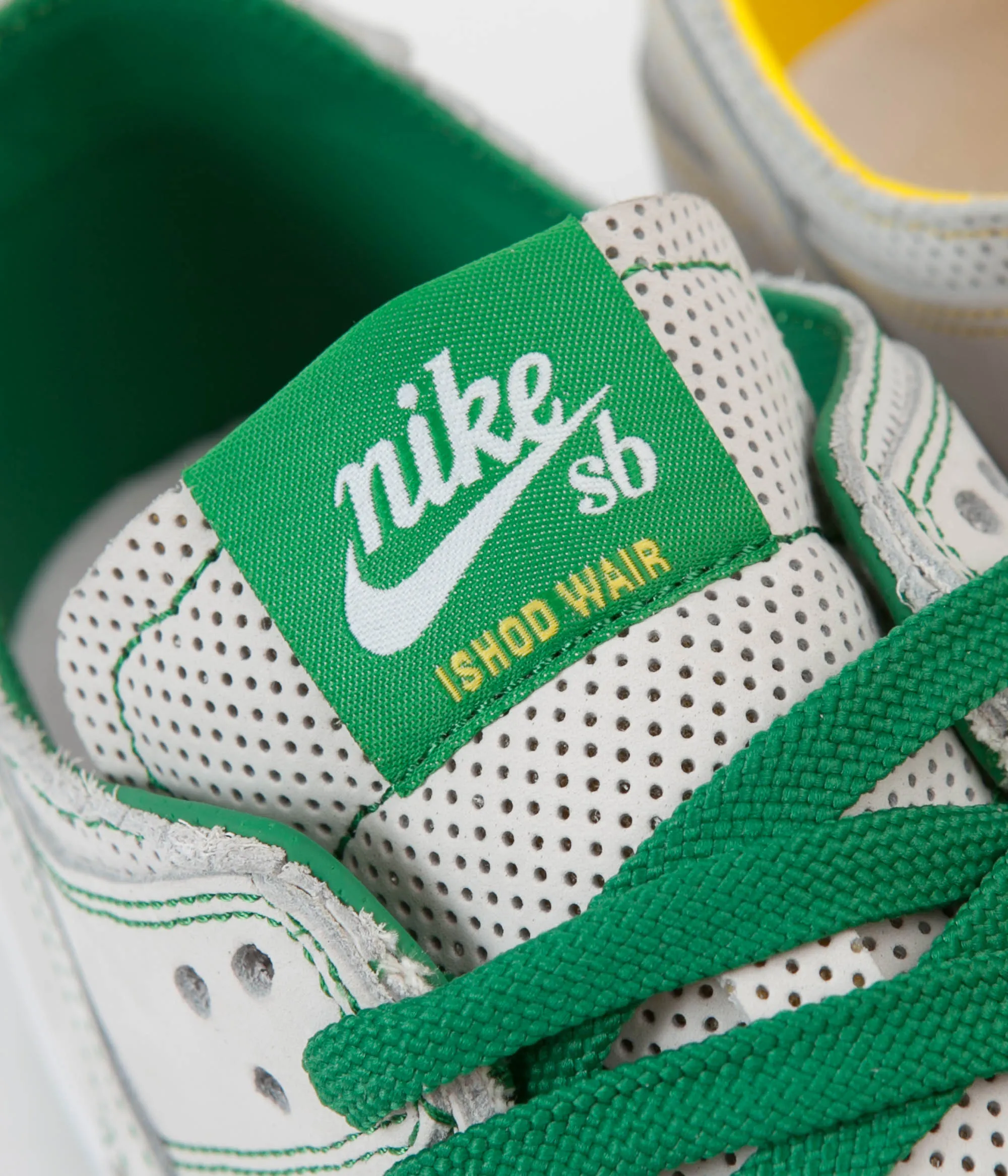 Nike SB Dunk Low Pro Ishod Deconstructed Shoes - White / White - Aloe Verde - Tour Yellow