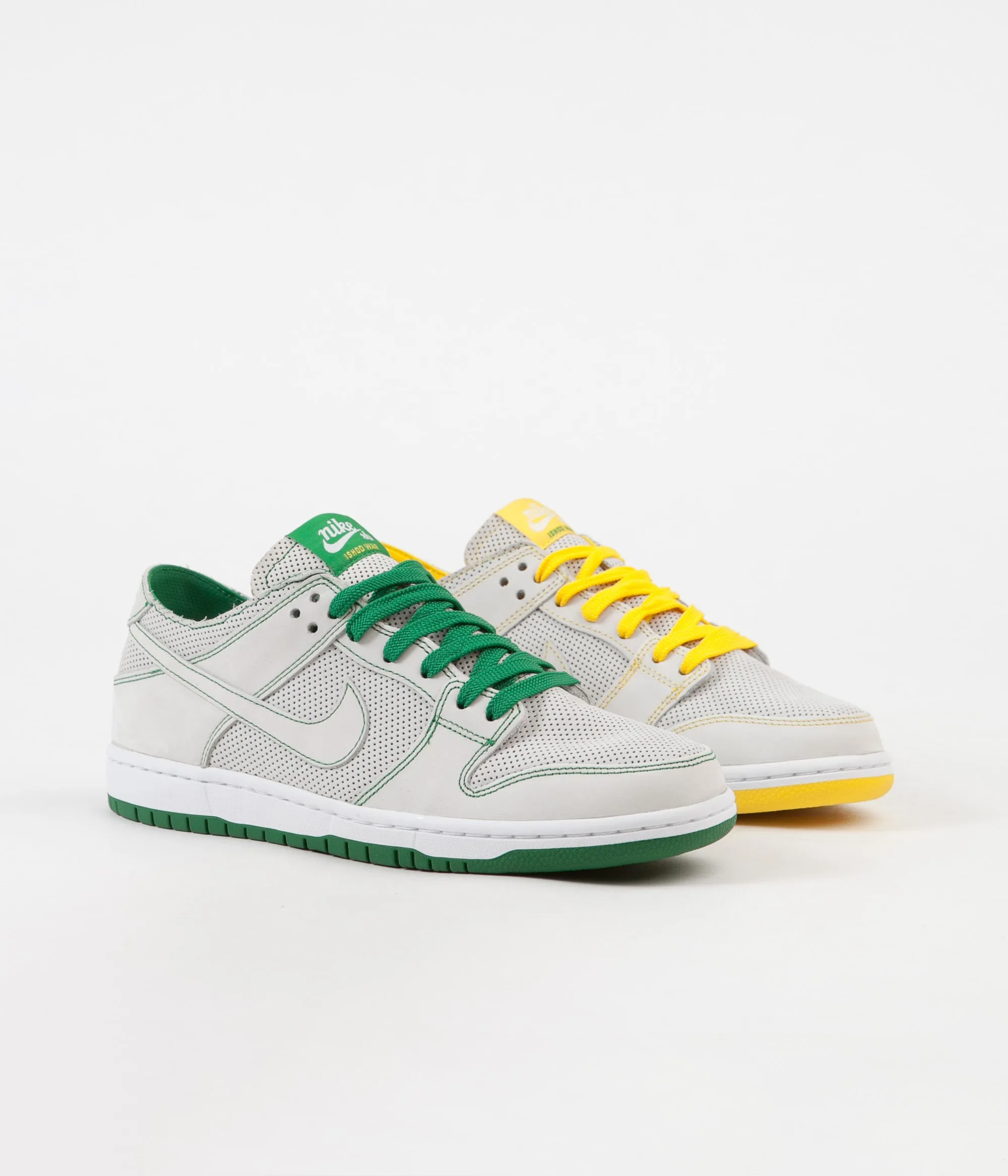 Nike SB Dunk Low Pro Ishod Deconstructed Shoes - White / White - Aloe Verde - Tour Yellow