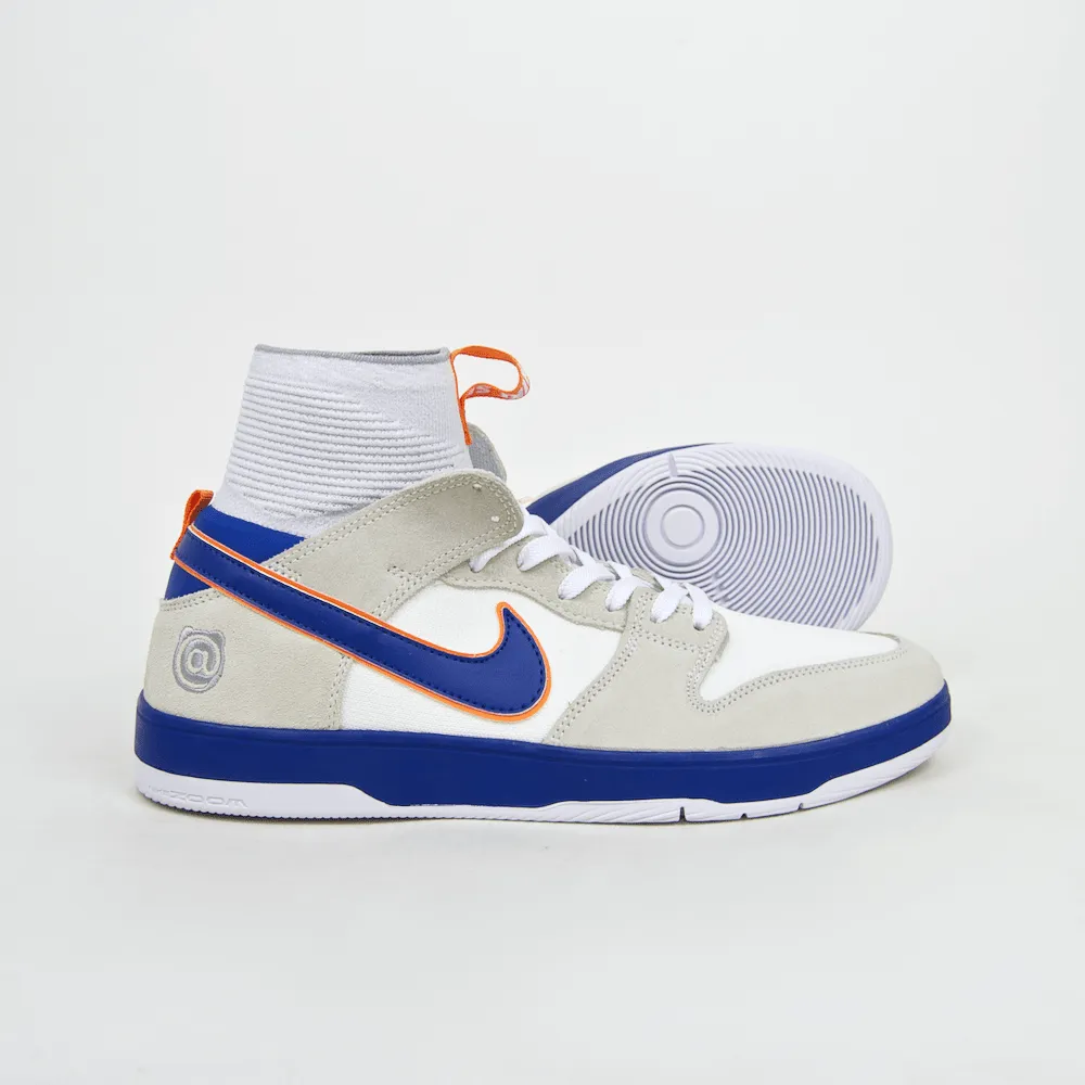 Nike SB - 'Medicom' Dunk High Elite QS Shoes - White / College Blue - White - Gold Post