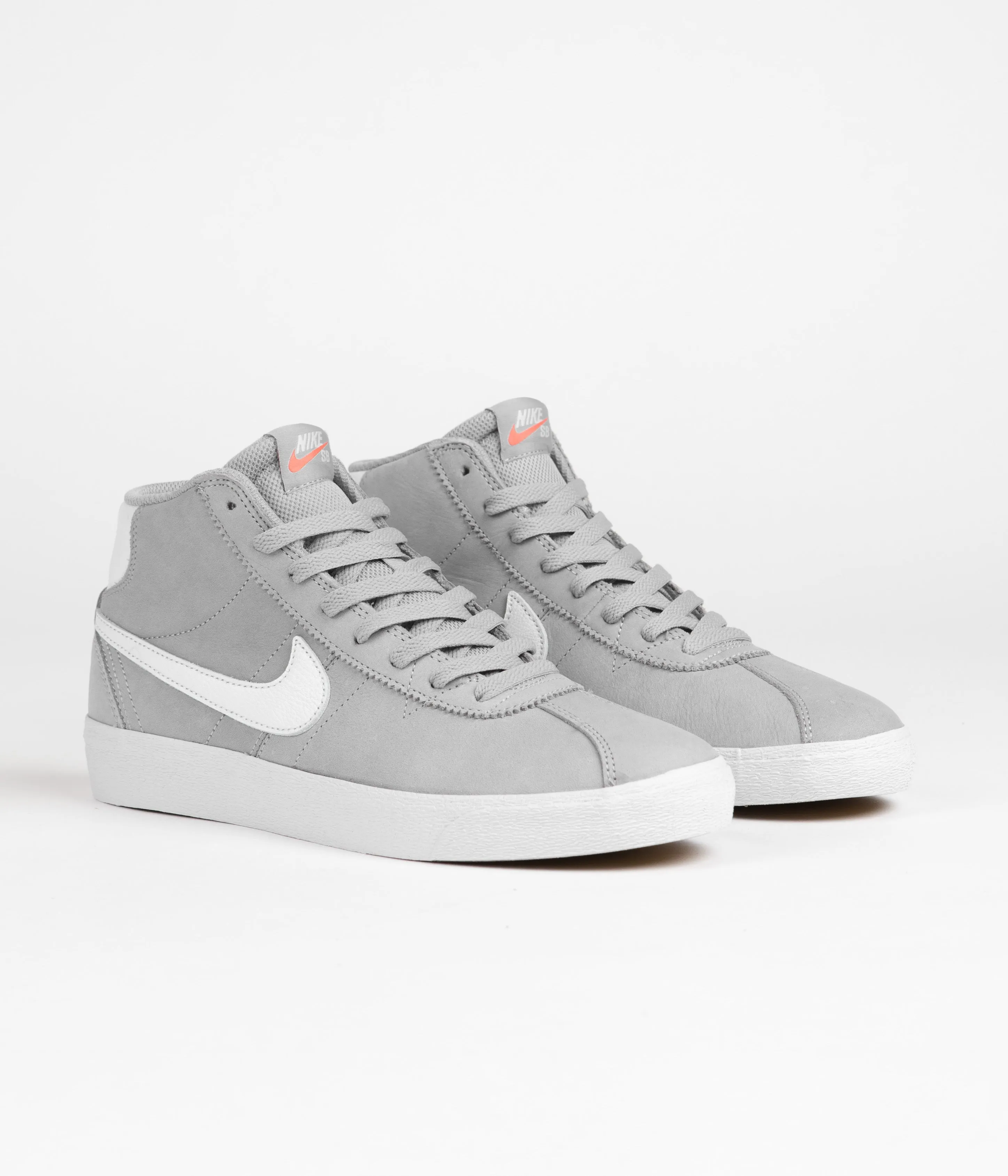 Nike SB Orange Label Bruin High Shoes - Wolf Grey / White - Wolf Grey