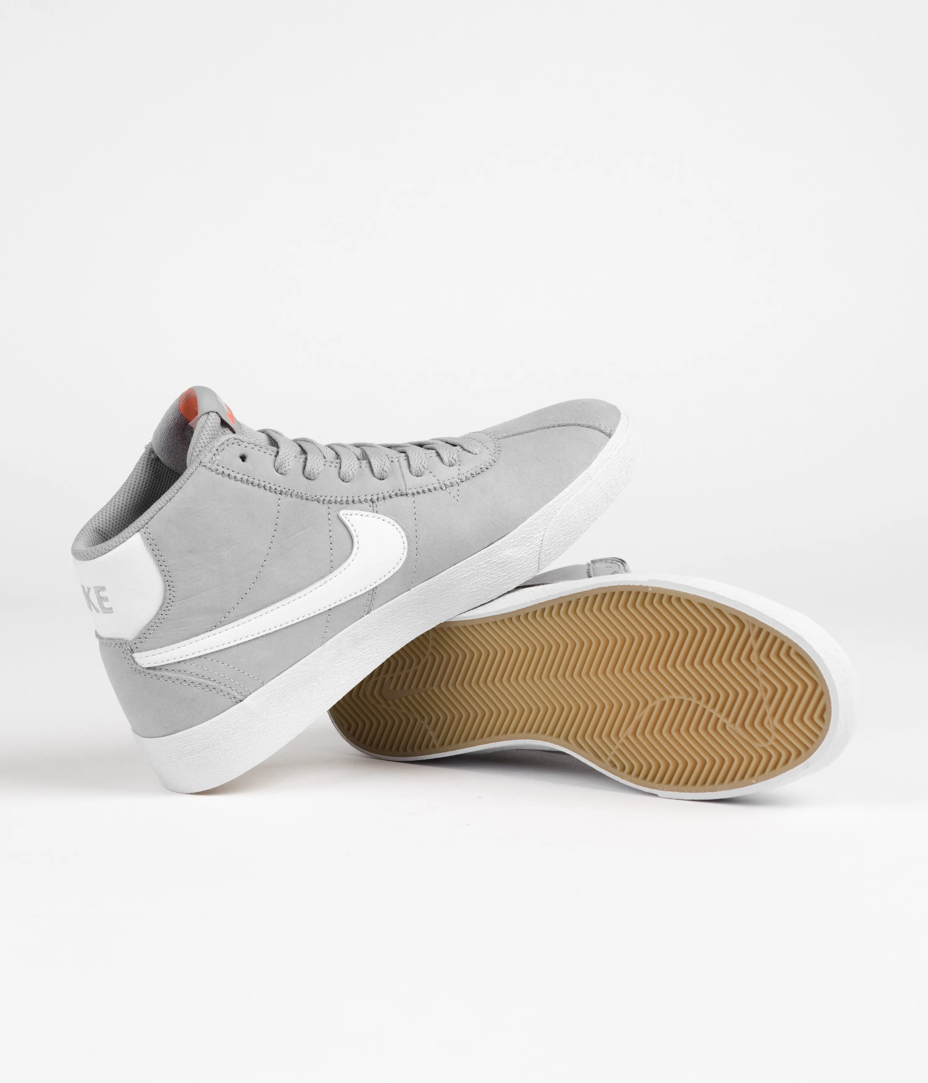 Nike SB Orange Label Bruin High Shoes - Wolf Grey / White - Wolf Grey