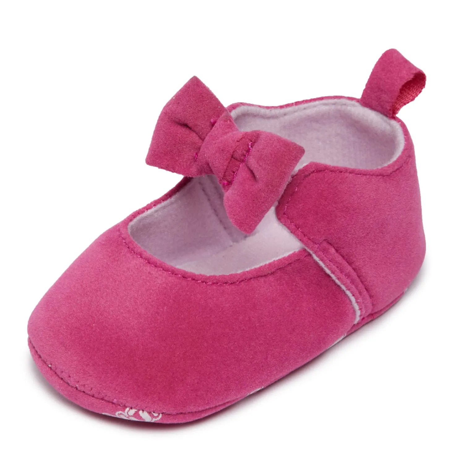 Nuby Baby Girls Velvet Bowknot Ballet Flats, Soft Sole Infant Dress Shoes, Slip On Mary Jane Bootie