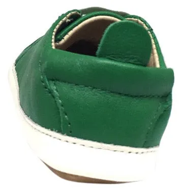 Old Soles Boy's and Girl's 106R Eazy Jogger Green White Soft Leather Crib Walker Baby Shoes