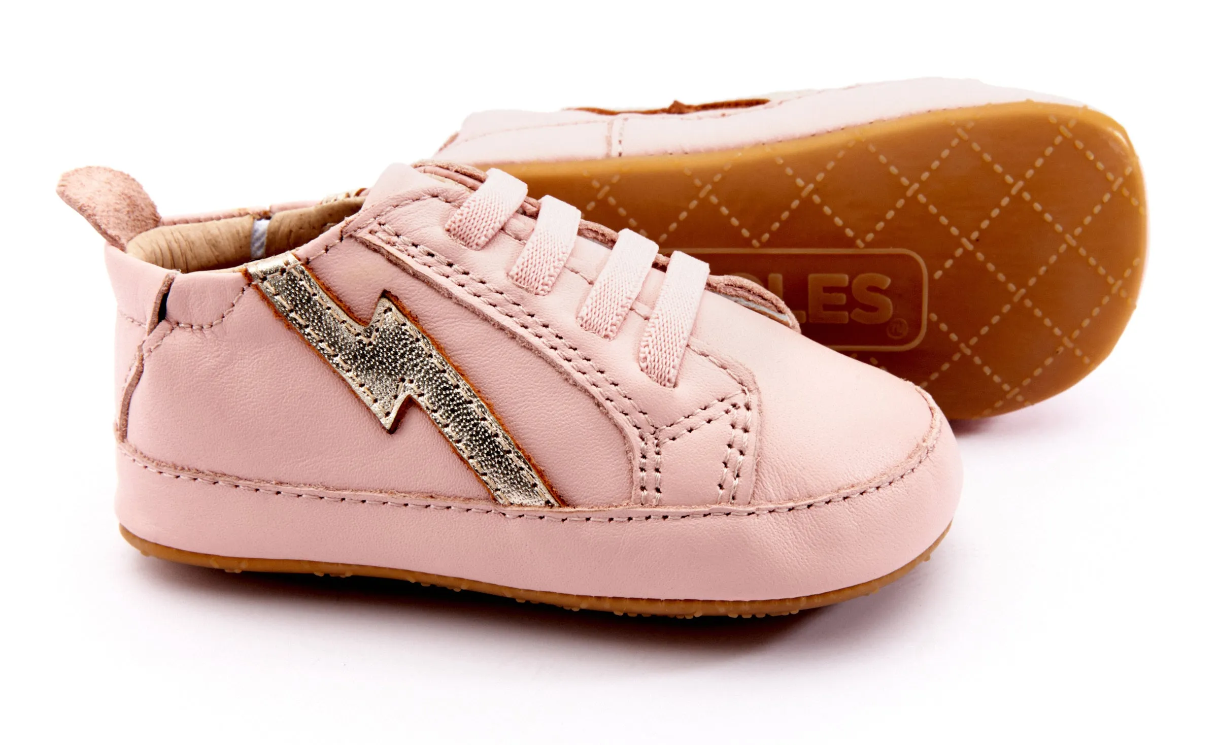 Old Soles Girl's 0042R Bolty Baby Sneakers - Powder Pink/Gold