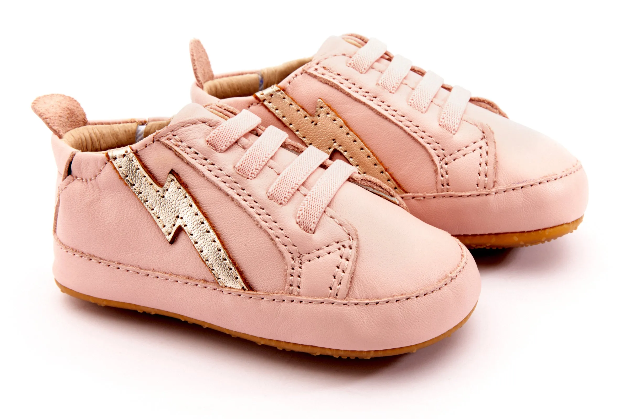 Old Soles Girl's 0042R Bolty Baby Sneakers - Powder Pink/Gold