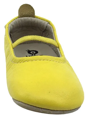 Old Soles Girl's 013 Luxury Ballet Flat Yellow Soft Leather Elastic Mary Jane Crib Walker Baby Shoes