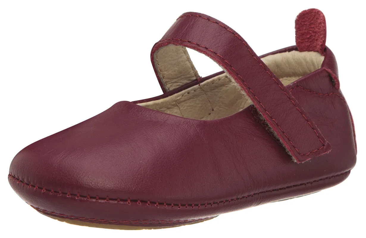 Old Soles Girl's 022 Gabrielle Burgundy Soft Leather Mary Jane Crib Walker Baby Shoes