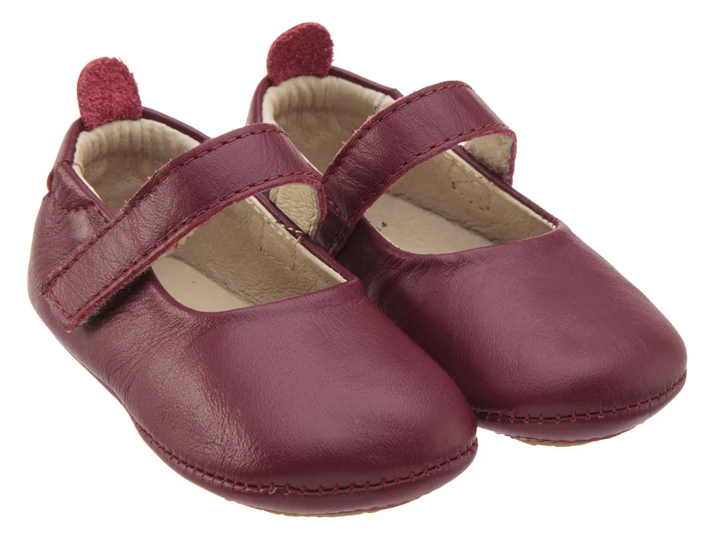 Old Soles Girl's 022 Gabrielle Burgundy Soft Leather Mary Jane Crib Walker Baby Shoes