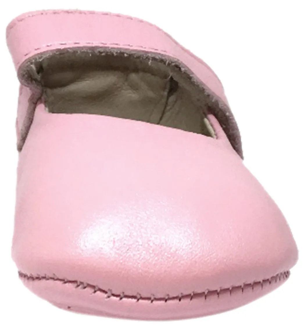 Old Soles Girl's 022 Gabrielle Pearlised Pink Soft Leather Mary Jane Crib Walker Baby Shoes