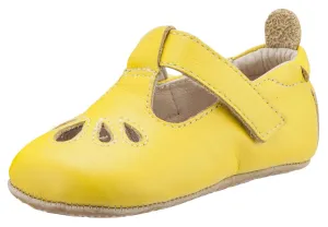 Old Soles Girl's 053 T-Petal Cut-Out Detail Sunflower Yellow Leather Mary Jane Flats