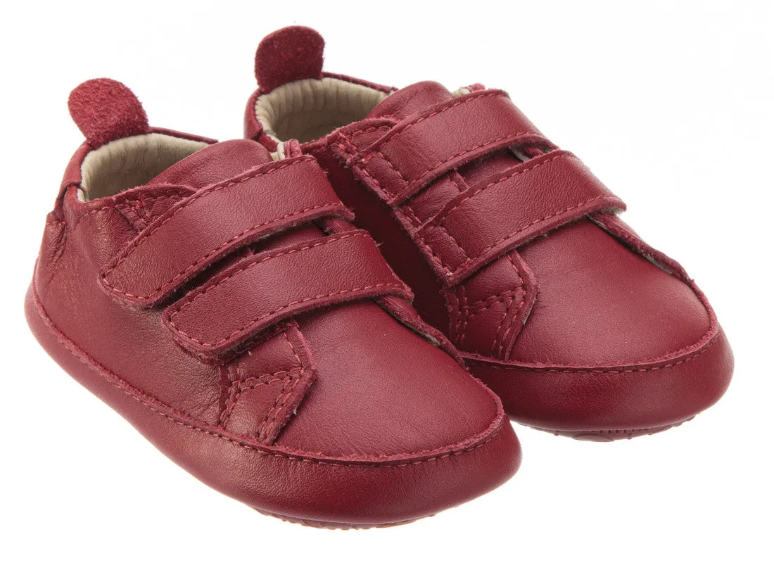 Old Soles Girl's & Boy's 113R Bambini Markert Red Soft Leather Double Velcro Crib Walker Baby Shoes