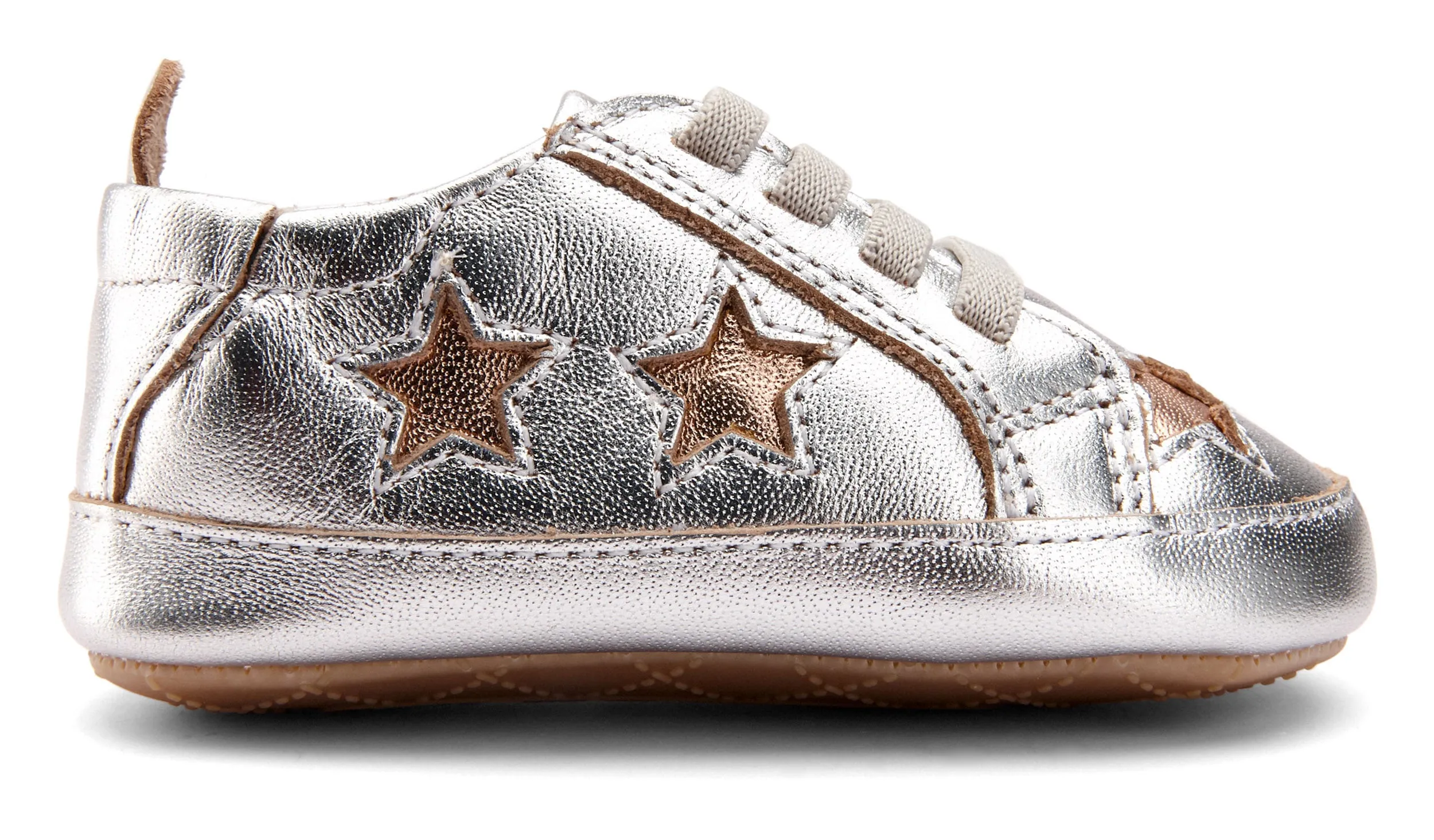 Old Soles Girl's and Boy's 0024R Starey Bambini Elastic Slip On Sneakers - Silver/Copper