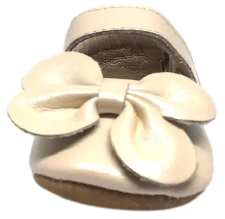 Old Soles Girl's Pearl Metallic Leather Gab Bow Hook and Loop Mary Jane Crib Walker Baby Shoe