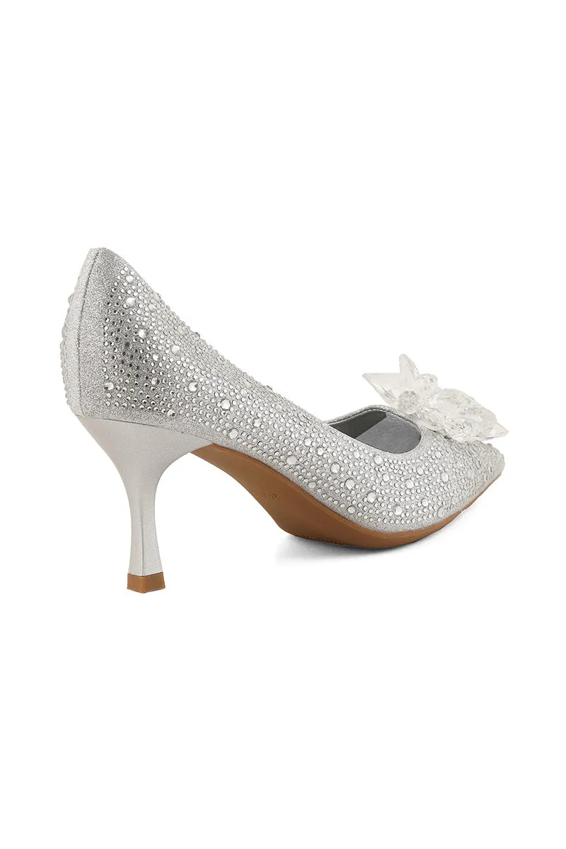 Party Wear Court Shoes I44416-Silver