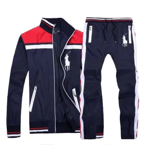 PRL Fashionable POLO Tailored Track Suit with Stripe- NavyBlue Red