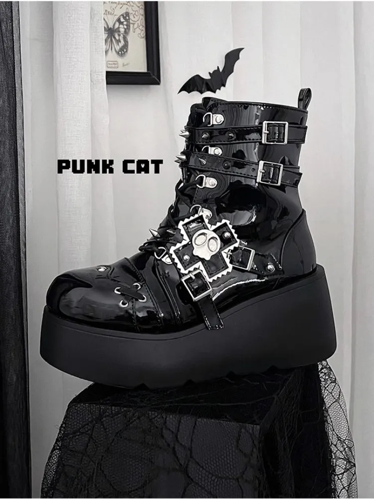 Punk style platform boots【s0000006207】