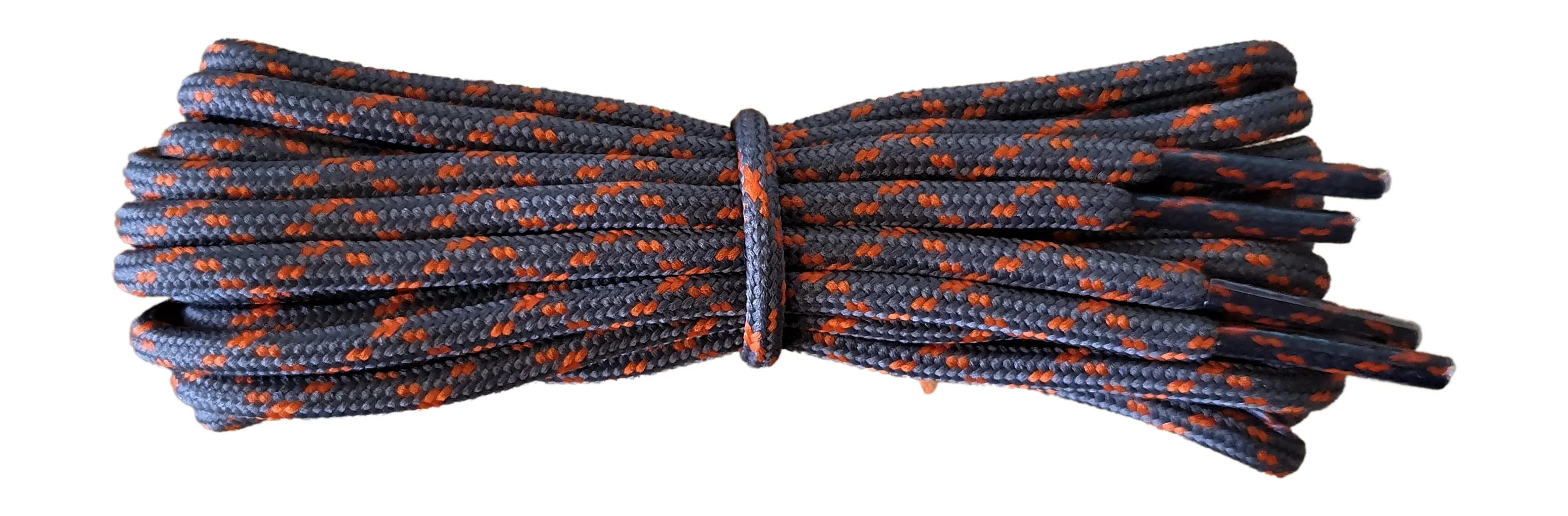 Round 3 mm Shoelaces Grey with Orange flecks for walking shoes or trainers