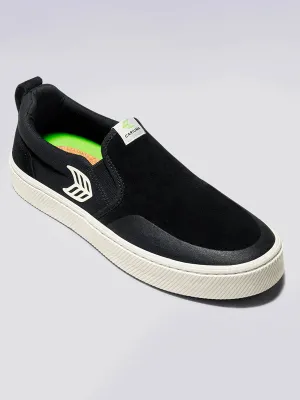 Slip-On Skate Pro: Black Suede/Ivory