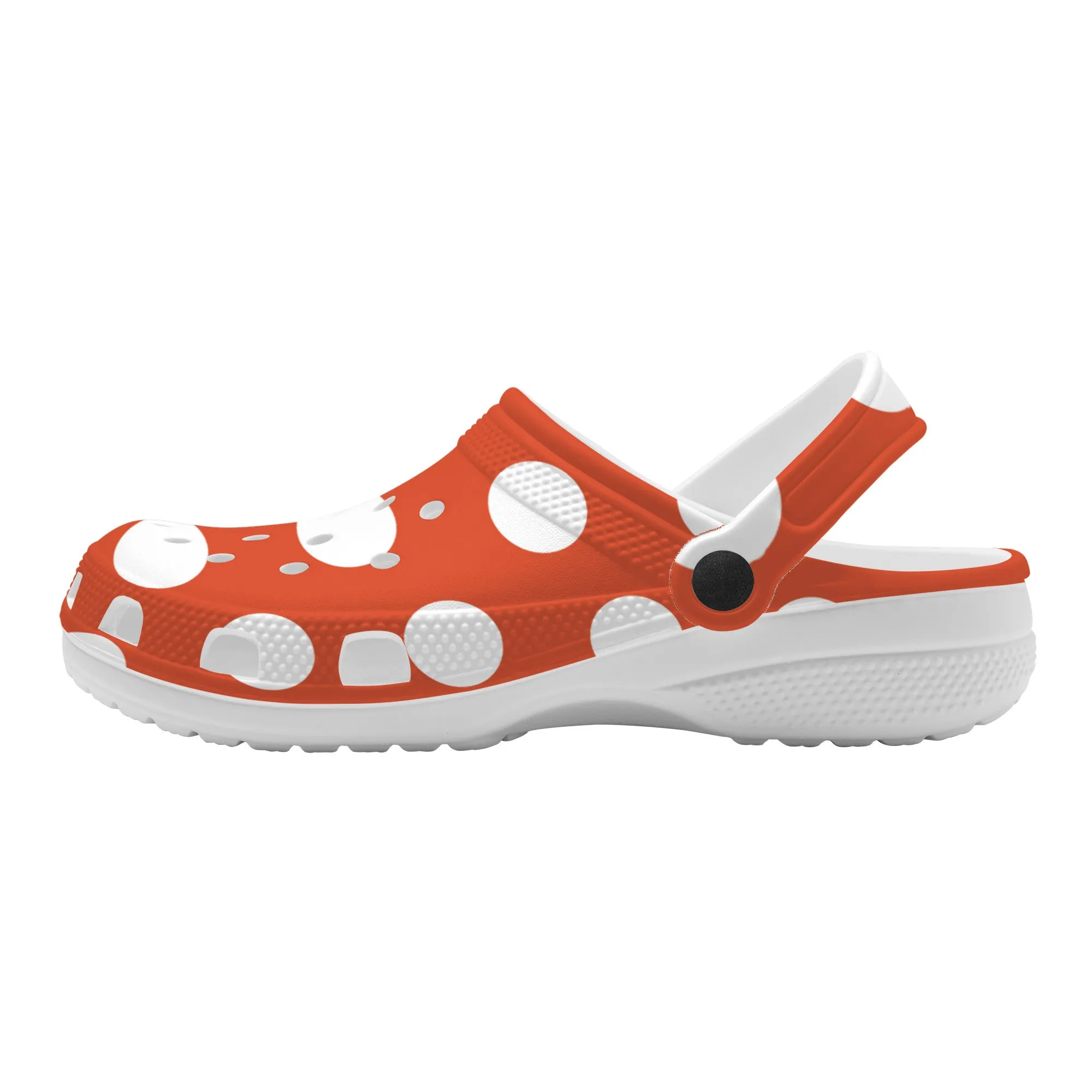 Snooty Fox Art Crocs Clogs - Dark Orange with White Polka Dots