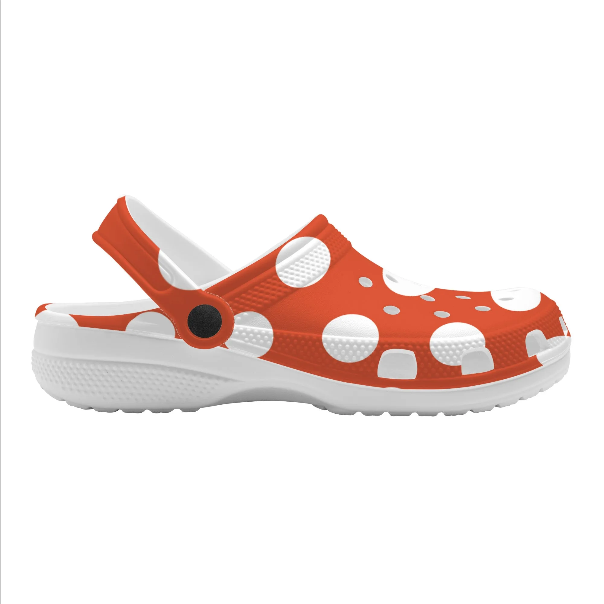 Snooty Fox Art Crocs Clogs - Dark Orange with White Polka Dots