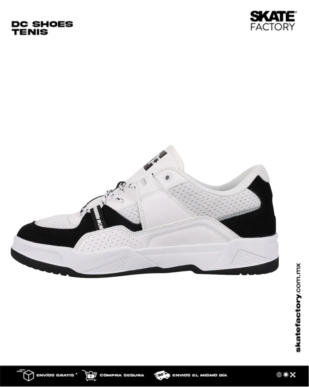 TENIS DC SHOES CABALLERO CONSTRUTC NEGRO BLANCO