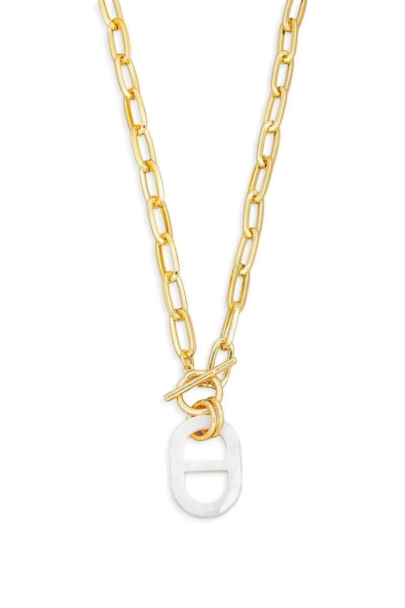 Toggle Chain Oval Clasp Necklace