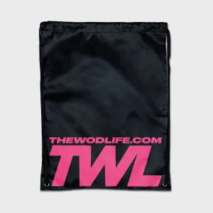 TWL - EVERYDAY DRAWSTRING BAG - BLACK/FLAMINGO