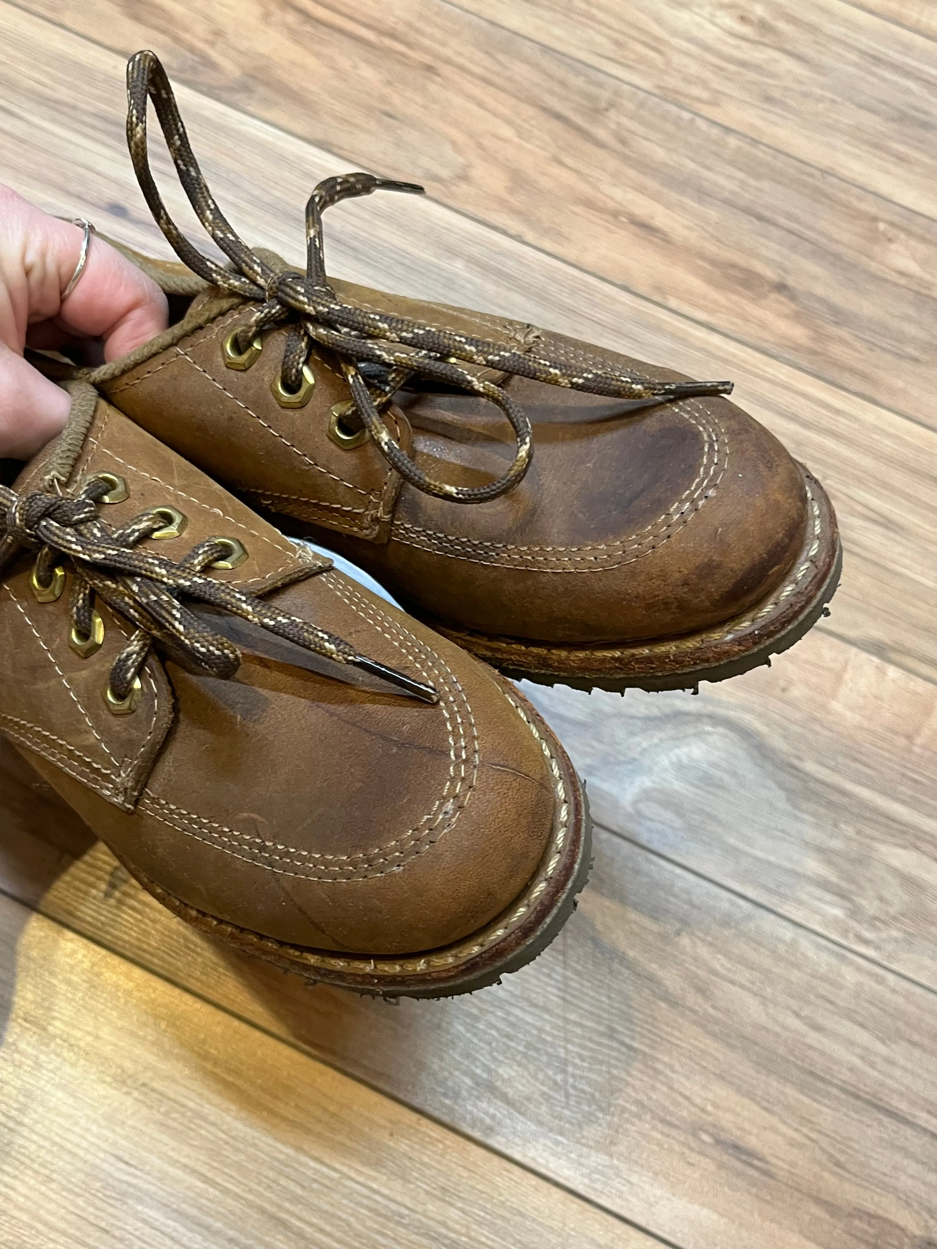 Vintage Prospector 1980’s Deadstock Moc Toe Brown Leather Shoes, Made in Canada, Womens US 7.5