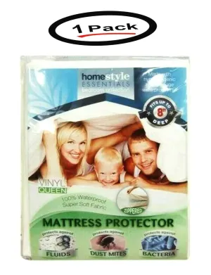 Vinyl Mattress Protector-Waterproof & Dust Mite Proof Durable Cover- Queen Size