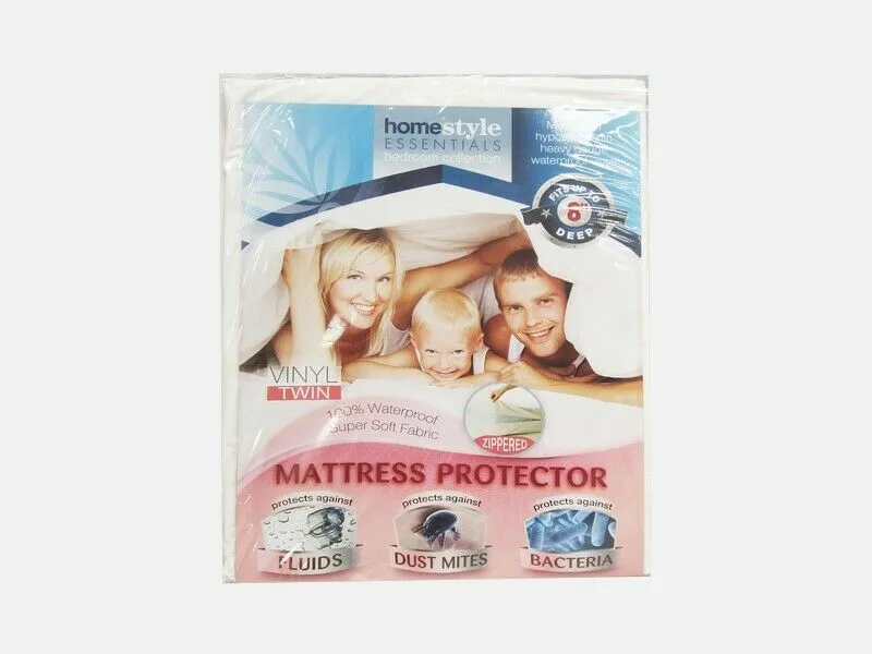 Vinyl Mattress Protector-Waterproof & Dust Mite Proof Durable Cover- Twin Size