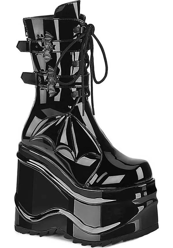 WAVE-150 [Black Patent] | PLATFORM BOOTS [PREORDER]