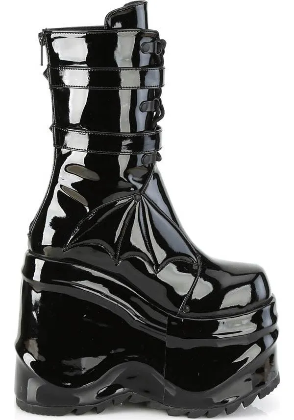 WAVE-150 [Black Patent] | PLATFORM BOOTS [PREORDER]