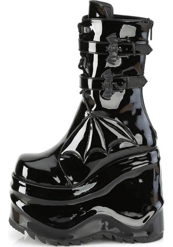 WAVE-150 [Black Patent] | PLATFORM BOOTS [PREORDER]