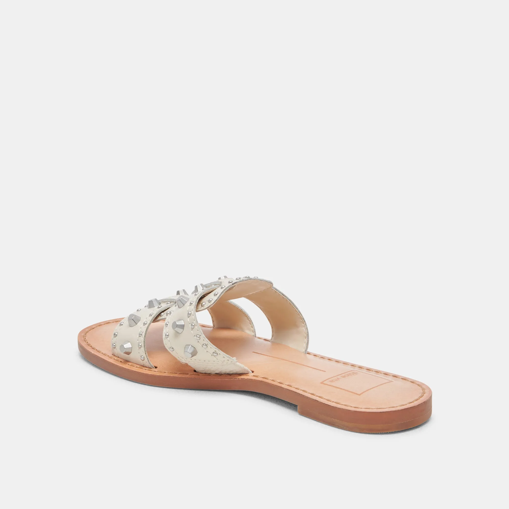 WESLA STUD SANDALS IVORY CRINKLE PATENT