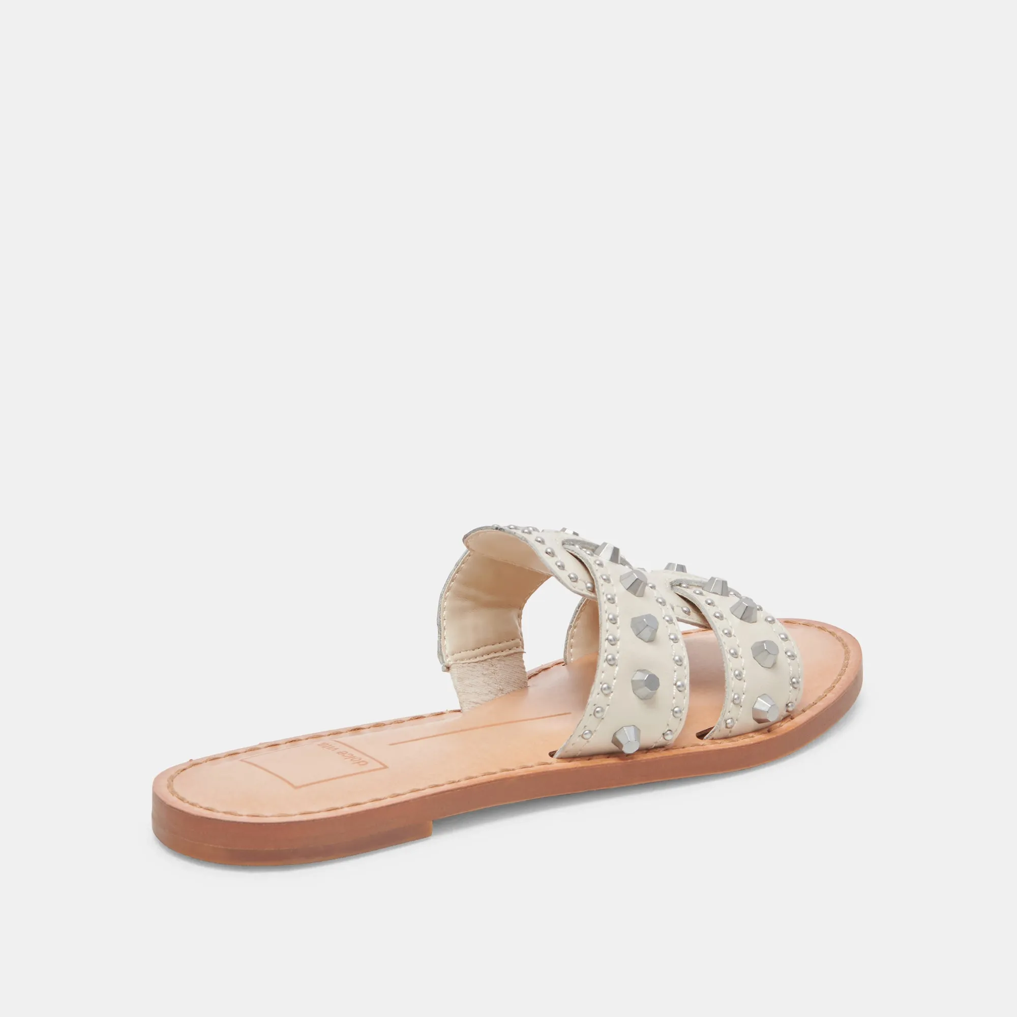 WESLA STUD SANDALS IVORY CRINKLE PATENT