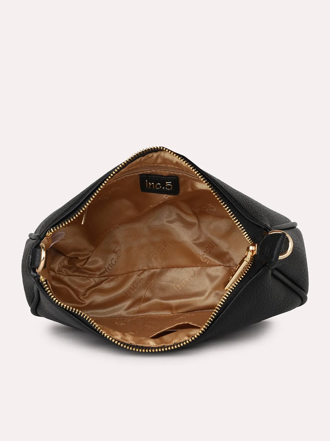 Women Black Leather Textured Shoulder Bag