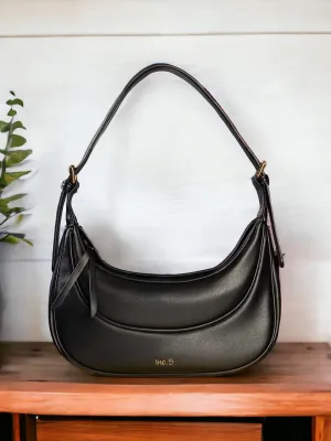 Women Black Textured Structured Shoulder Bag