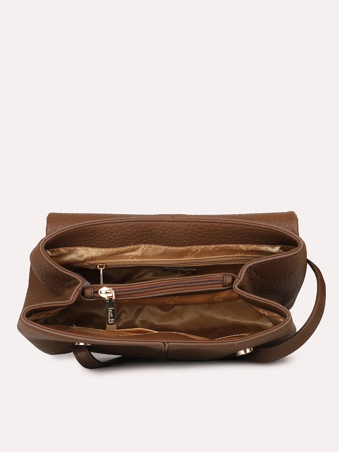 Women Brown Textured Shoulder Bag