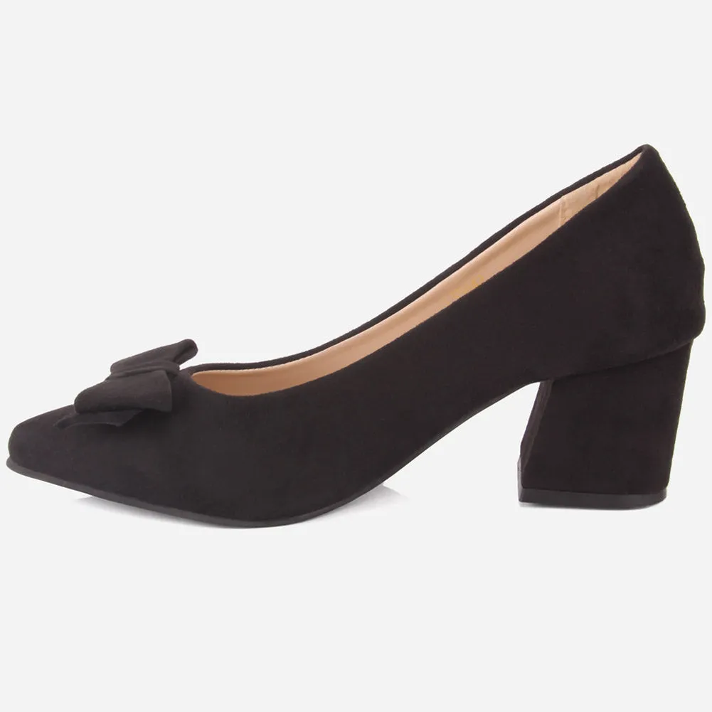 Women "ARAYA" Block Heel Suede Court Shoes