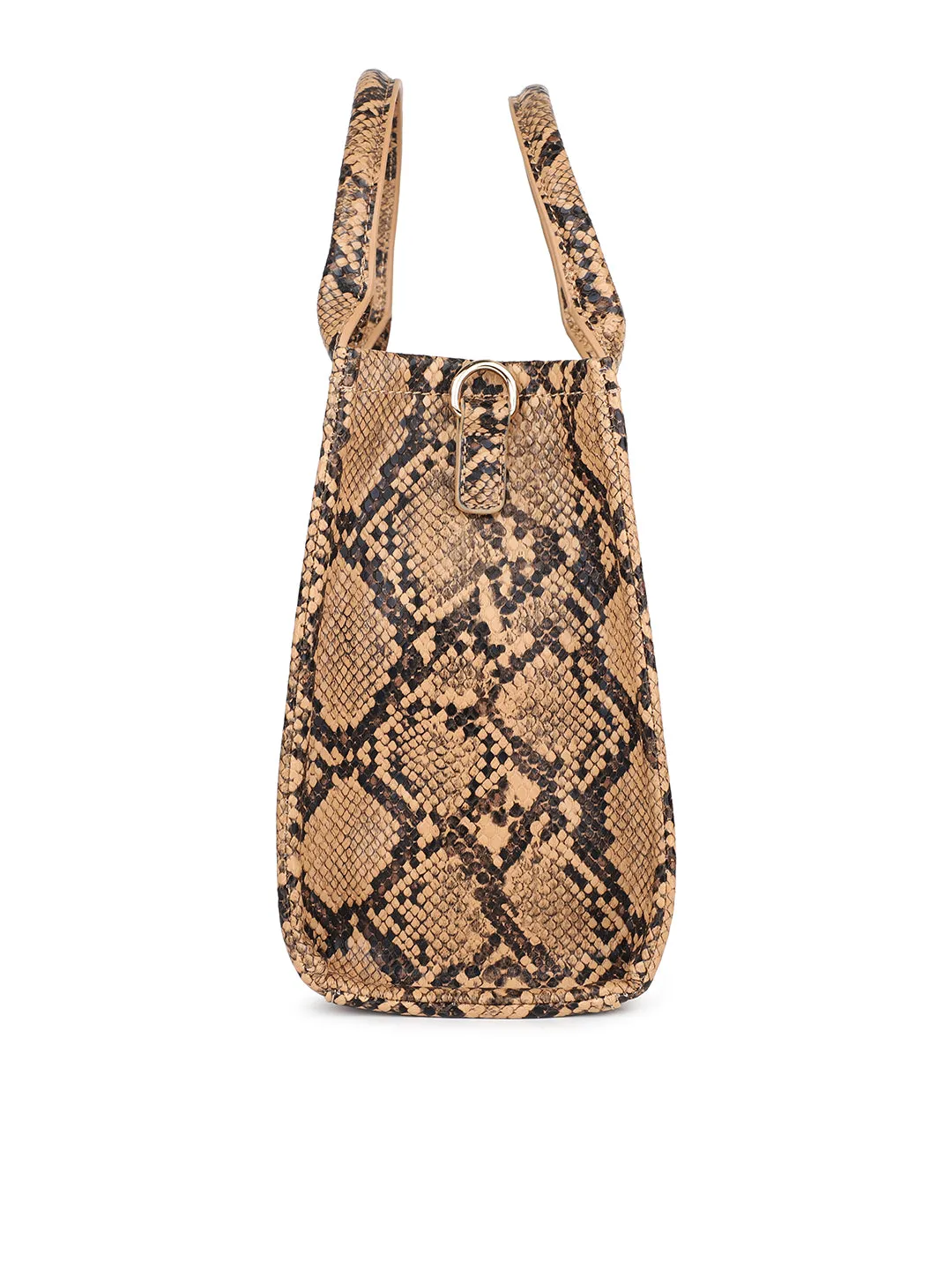 Women Tan Snake Skin Print Shoulder Bag