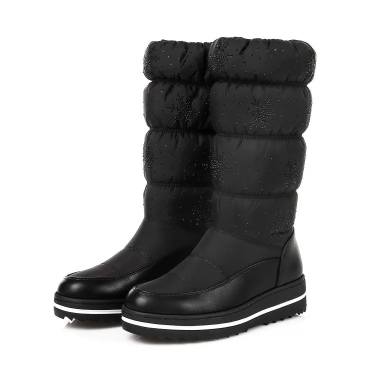 Women's Heels Water Proof Winter Down Mid Calf Snow Boots