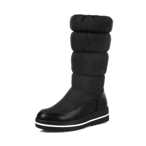 Women's Heels Water Proof Winter Down Mid Calf Snow Boots